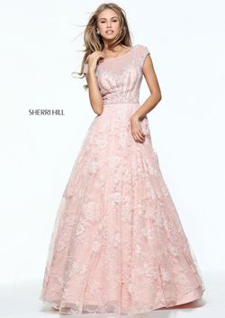 Style 51010 Sherri Hill Pink Size 10 Floor Length Prom Sequin Ball gown on Queenly