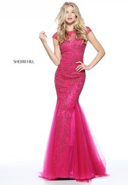 Style 51117 Sherri Hill Pink Size 12 Plus Size Floor Length Barbiecore Mermaid Dress on Queenly