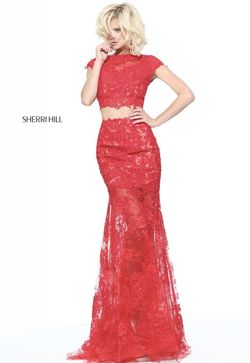 Style 51013 Sherri Hill Red Size 8 Prom Pageant Floor Length Mermaid Dress on Queenly