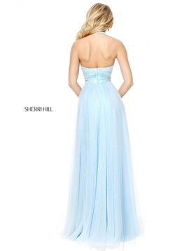 Style 50859 Sherri Hill Light Blue Size 2 Black Tie Side slit Dress on Queenly