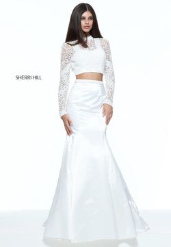 Style 51107 Sherri Hill White Size 4 Tall Height Military Prom Mermaid Dress on Queenly