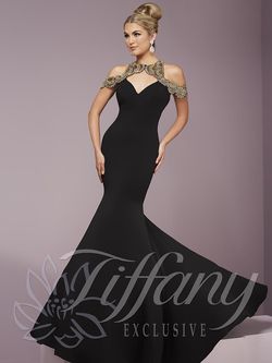 Style 46106 Tiffany Designs Black Size 6 Fitted Floor Length Mermaid Dress on Queenly