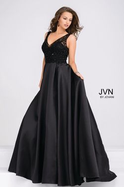 Style JVN48836 Jovani Black Tie Size 8 Tall Height Ball gown on Queenly