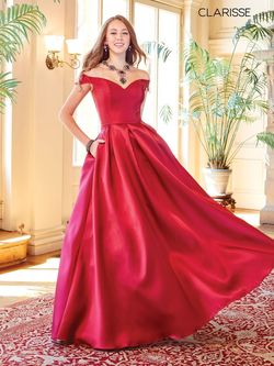 Style 3442 Clarisse Red Size 6 Corset Floor Length Ball gown on Queenly