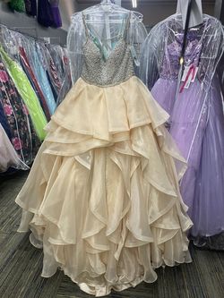 Style 16300 Tiffany Designs Gold Size 14 16300 Spaghetti Strap Tall Height Ball gown on Queenly