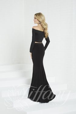 Style 16311 Tiffany Designs Black Size 12 Floor Length Straight Dress on Queenly