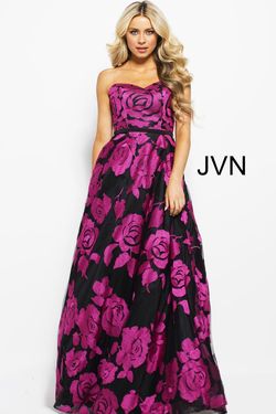 Style JVN60044 Jovani Pink Size 4 Sweetheart Black Tie A-line Dress on Queenly