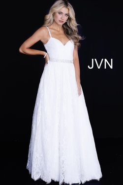 Style JVN58005 Jovani White Size 2 Bridgerton Belt Tall Height A-line Dress on Queenly