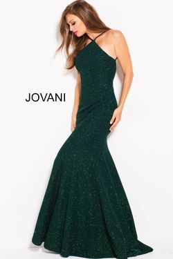 Style 59887 Jovani Green Size 6 Floor Length Black Tie Straight Dress on Queenly