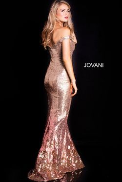 Style 60503 Jovani Gold Size 8 Sequin Prom Sequined Straight Dress on Queenly