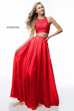 Style 51723 Sherri Hill Red Size 0 Floor Length Prom Ball gown on Queenly
