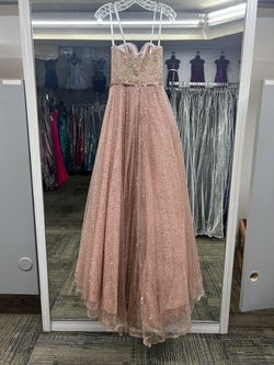 Style 16355 Tiffany Designs Rose Gold Size 2 Tulle Lace Strapless Pageant Ball gown on Queenly