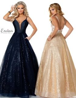 Style E1203 Envious Couture Gold Size 8 Prom Floor Length Ball gown on Queenly
