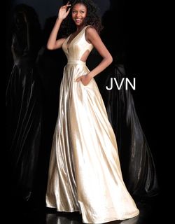 Style JVN66900 Jovani Gold Size 2 Tall Height Floor Length Prom Ball gown on Queenly