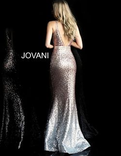 Style 63439 Jovani Rose Gold Size 2 Plunge Tall Height Straight Dress on Queenly