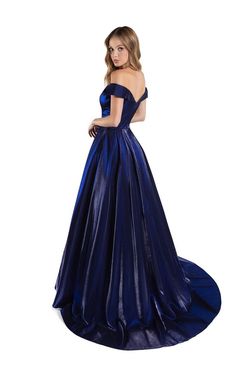 Style 28063 Lucci Lu Blue Size 24 Black Tie Satin Silk Plus Size Ball gown on Queenly