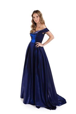 Style 28063 Lucci Lu Blue Size 24 Black Tie Satin Silk Plus Size Ball gown on Queenly
