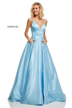 Style 52629 Sherri Hill Blue Size 6 Tall Height Floor Length Ball gown on Queenly