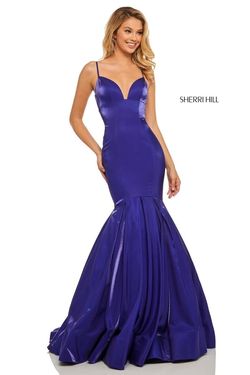 Style 52696 Sherri Hill Purple Size 10 Tall Height Prom Military Mermaid Dress on Queenly