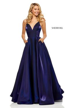Style 52424 Sherri Hill Purple Size 4 Tall Height Black Tie Ball gown on Queenly