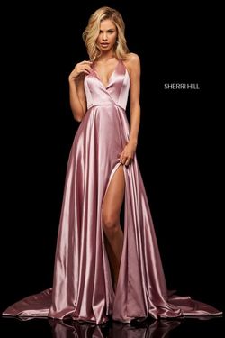 Style 52921 Sherri Hill Pink Size 8 Black Tie Floor Length Tall Height Side slit Dress on Queenly