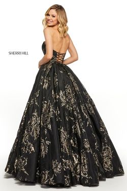 Style 52952 Sherri Hill Black Tie Size 4 Tall Height Pageant Prom Ball gown on Queenly