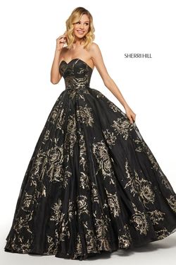 Style 52952 Sherri Hill Black Size 10 Floor Length Prom Ball gown on Queenly