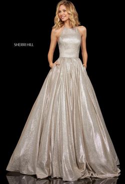 Style 52964 Sherri Hill Nude Size 4 Floor Length Bridgerton Tall Height Ball gown on Queenly
