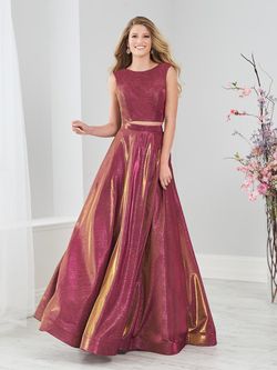 Style 46216 Tiffany Designs Red Size 12 Plus Size Halter Two Piece Burgundy Ball gown on Queenly