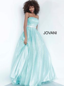 Style 3647 Jovani Blue Size 8 Sequin Bridgerton Ball gown on Queenly