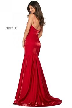 Style 53351 Sherri Hill Red Size 2 Floor Length Mermaid Dress on Queenly