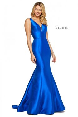 Style 53660 Sherri Hill Royal Blue Size 0 Tall Height Military Mermaid Dress on Queenly