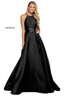 Style 53659 Sherri Hill Black Size 18 Plus Size Tall Height Floor Length Ball gown on Queenly