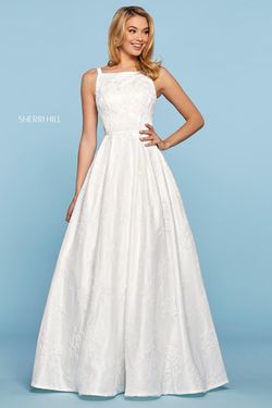 Style 53462 Sherri Hill White Size 4 Tall Height Floor Length Prom Ball gown on Queenly
