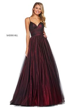 Style 53480 Sherri Hill Red Size 00 Floor Length Burgundy Ball gown on Queenly