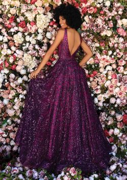 Style 800309 Clarisse Purple Size 12 Plus Size Floor Length Ball gown on Queenly