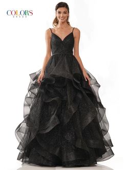 Style 2381 Colors Black Size 16 Plus Size Sheer Tall Height Ball gown on Queenly