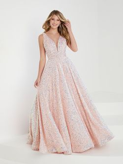 Style 16456 Tiffany Designs Pink Size 6 Jewelled Sheer A-line Ball gown on Queenly