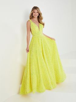 Style 16456 Tiffany Designs Yellow Size 8 Black Tie Jewelled Sequin Ball gown on Queenly