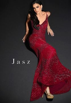 Style 7332 Jasz Couture Red Size 6 Floor Length Tall Height Straight Dress on Queenly