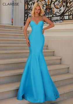 Style 810125 Clarisse Pink Size 6 Tall Height Floor Length Spaghetti Strap Prom Mermaid Dress on Queenly