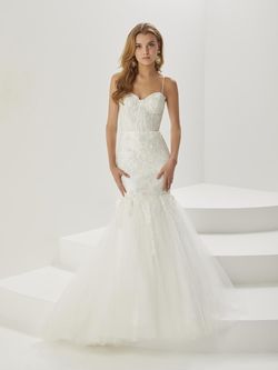 Style 16923 Tiffany Designs White Size 10 Tulle Military Floor Length Mermaid Dress on Queenly
