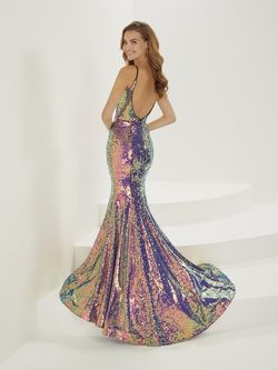 Style 16928 Tiffany Designs Purple Size 14 Floor Length Sequined Train Tall Height Mermaid Dress on Queenly