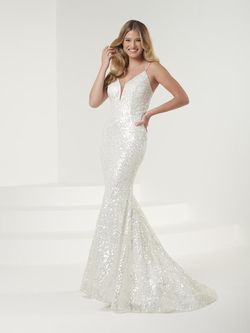 Style 14089 Panoply White Size 0 Tall Height Jewelled Sweetheart Mermaid Dress on Queenly