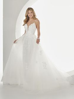 Style 14112 Panoply White Size 6 Lace Tall Height Pageant Ball gown on Queenly