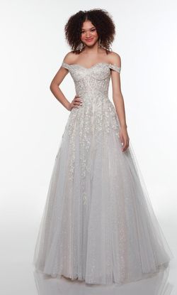 Style 61265 Alyce Paris Silver Size 2 Tulle Floor Length Prom Ball gown on Queenly
