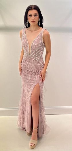 Style 7427 Jasz Couture Pink Size 6 Pattern Tall Height Pageant Embroidery Side slit Dress on Queenly