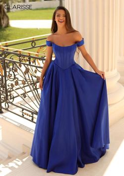 Style 810604 Clarisse Blue Size 4 Tall Height Floor Length Black Tie Prom 810604 Ball gown on Queenly