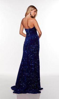 Style 61341 Alyce Paris Royal Blue Size 4 Jewelled Black Tie Side slit Dress on Queenly