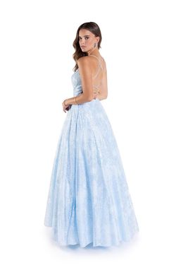 Style 1252 Lucci Lu Blue Size 6 Bridgerton Spaghetti Strap Floor Length Ball gown on Queenly